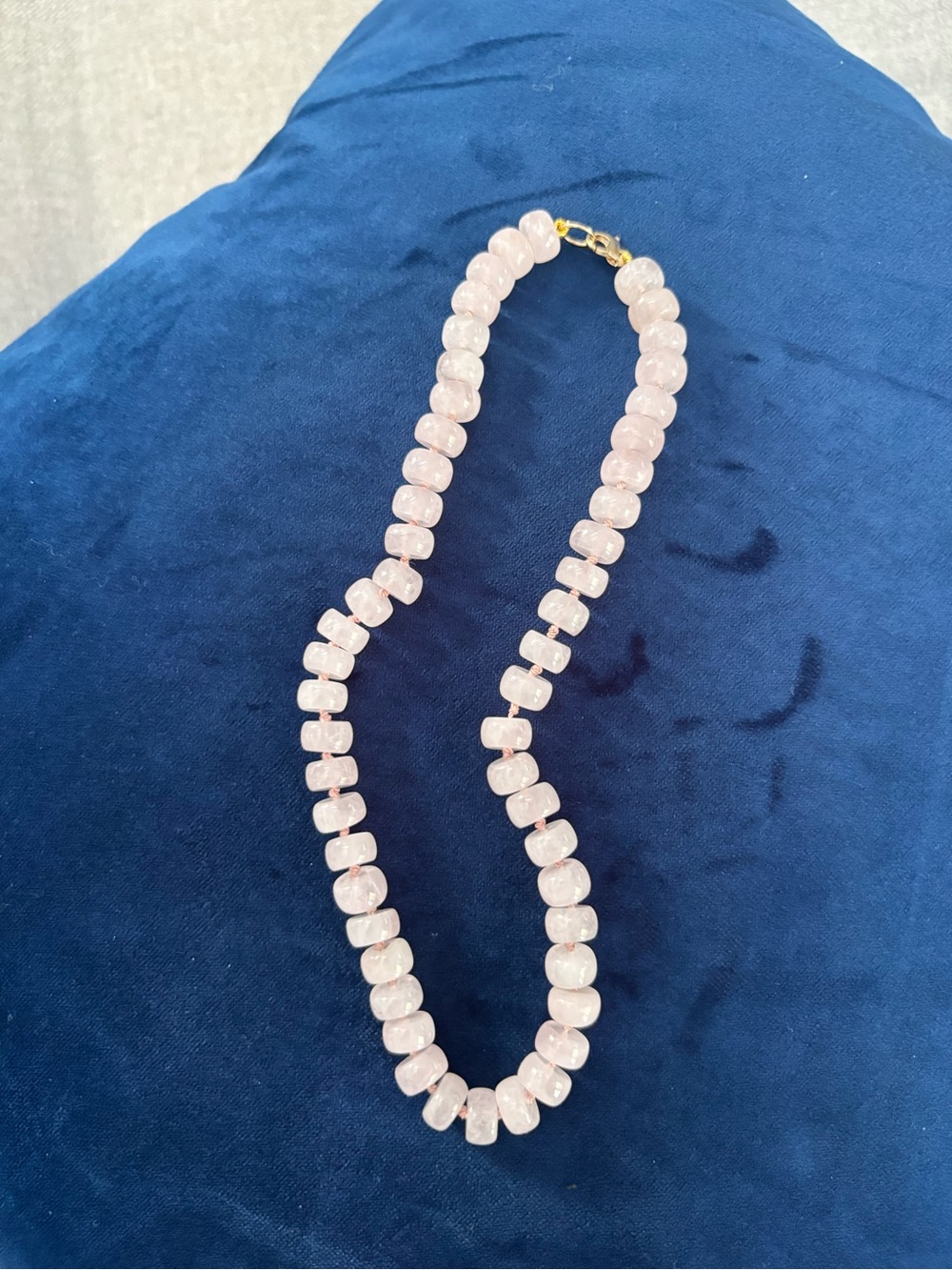 Adina Reyter Blush Pink Gemstone Beaded Necklace 9K Yellow Gold Rose Quartz $398 - Picture 8 of 16